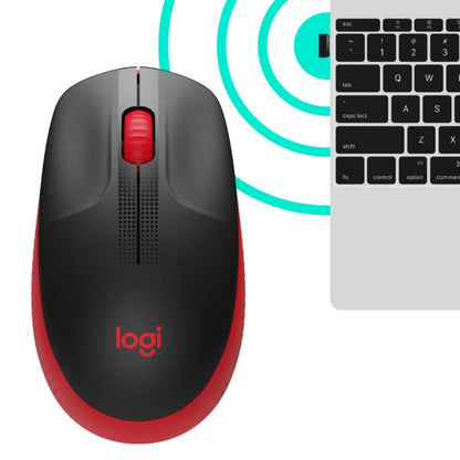 LOGITECH MOUSE WIRELESS M190 FULL-SIZE, OTTICO, USB, ROSSO [910-005908]