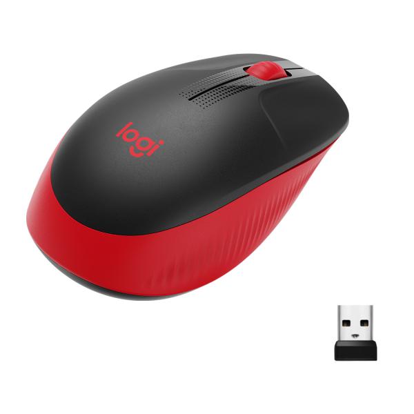 LOGITECH MOUSE WIRELESS M190 FULL-SIZE, OTTICO, USB, ROSSO [910-005908]