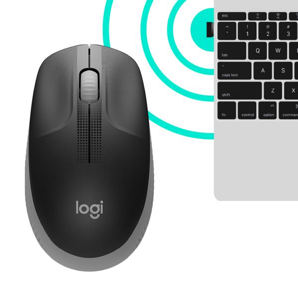 LOGITECH MOUSE WIRELESS M190 FULL-SIZE, OTTICO, USB, GRIGIO [910-005906]