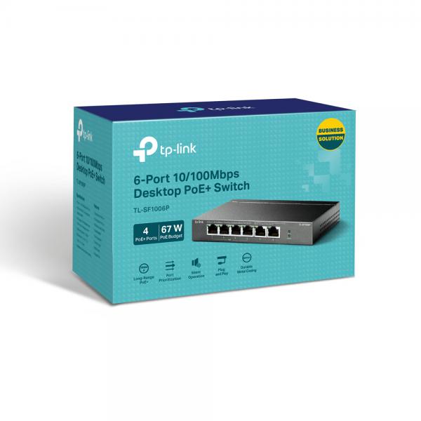 TP-Link TL-SF1006P switch di rete Non gestito Fast Ethernet (10/100) Supporto Power over Ethernet (PoE) Nero [TL-SF1006P]