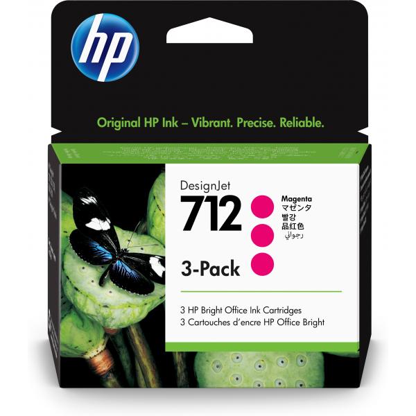 HP Confezione da 3 cartucce di inchiostro magenta originale DesignJet 712 da 29 ml [3ED78A]