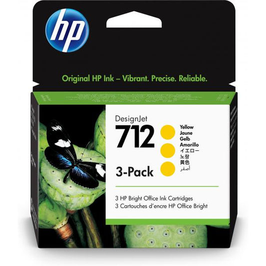 HP Confezione da 3 cartucce di inchiostro giallo originale DesignJet 712 da 29 ml [3ED79A]