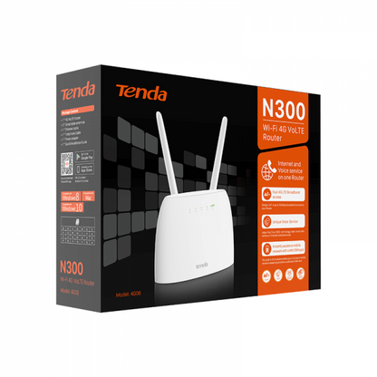 Tenda N300 Router Inalámbrico Fast Ethernet Banda Única (2,4 GHz) 4G Blanco [4G06]