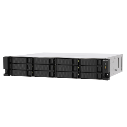 QNAP NAS TS-1273AU-RP-8G, 12 bay rackmount NAS, AMD Ryzen V1000 series V1500B 4C/8T 2.2GHz, 8GB DDR4 RAM, 2 x 2.5GbE LAN, optional 10GbE & M.2 NVMe/SATA SSD expansion via PCIe, 2 x PCIe 3.0 [TS-1273AU-RP-8G]