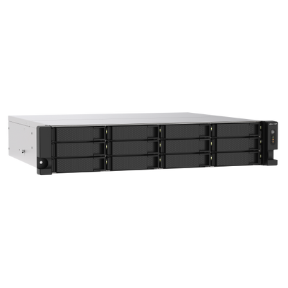 QNAP NAS TS-1273AU-RP-8G, 12 bay rackmount NAS, AMD Ryzen V1000 series V1500B 4C/8T 2.2GHz, 8GB DDR4 RAM, 2 x 2.5GbE LAN, optional 10GbE & M.2 NVMe/SATA SSD expansion via PCIe, 2 x PCIe 3.0 [TS-1273AU-RP-8G]