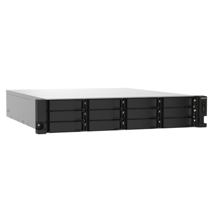 QNAP NAS TS-1232PXU-RP-4G, 12 Bay AL324 quad-core 1.7 GHz rackmount NAS with 250W redundant PSU, 4GB DDR4 UDIMM RAM (max 16GB), SATA 6Gb/s, 2x 10GbE SFP+, 2x 2.5GbE, 1x PCIe Gen2 x2 slot TS- [TS-1232PXU-RP-4G]