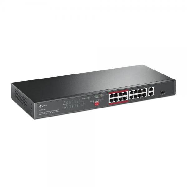 TP-Link TL-SL1218P switch de red No Administrado Gigabit Ethernet (10/100/1000) Soporte Alimentación a través de Ethernet (PoE) 1U Negro [TL-SL1218P] 