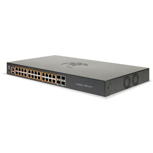 CambiumNetworks,EX1028P, Switch inteligente Ethernet PoE+ cnMatrix, puertos de fibra SFP de 24x1Gbps y 4x1Gbps, sin cable de alimentación. MX-EX1028PxA-E [MX-EX1028PxA-E] 