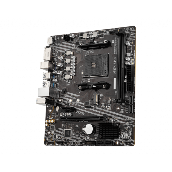 MSI MB AMD A520, A520M-A PRO AM4 2DDR4 11PCI-Ex16, 1M2, 4SATA3, 6USB3 [A520M-A PRO]