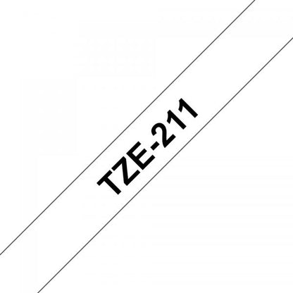 CINTA LAMINADA BROTHER 6MM (8M) NEGRO/BLANCO [TZE211]