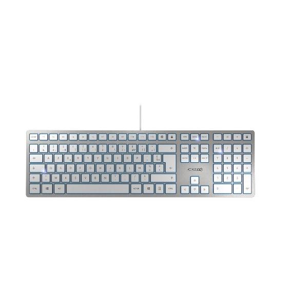 Cherry KC 6000 SLIM - Keyboard - Corded - AZERTY - Silver/White [JK-1600BE-1]