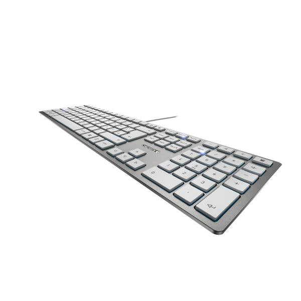 Cherry KC 6000 SLIM - Keyboard - Corded - AZERTY - Silver/White [JK-1600BE-1]