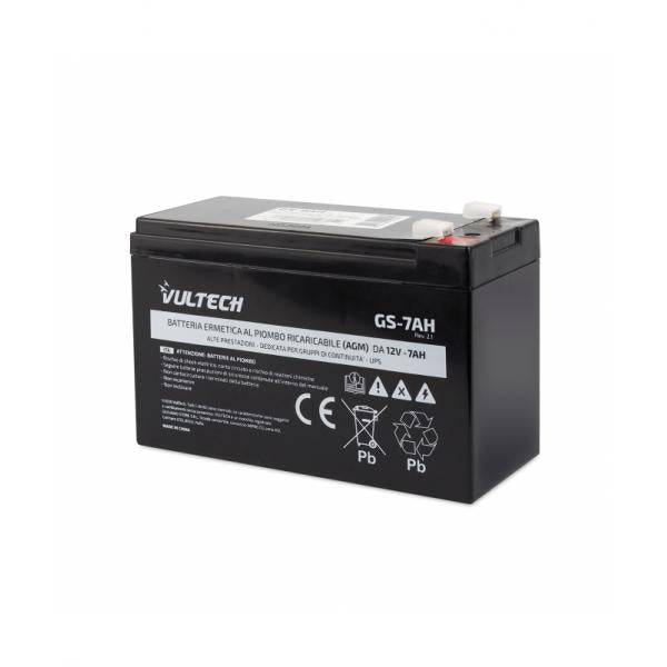 VULTECH BATTERIA ERMETICA AL PIOMBO PER UPS 12V 7A [GS-7AH REV. 2.1]