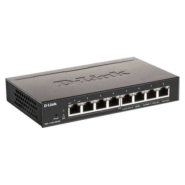 D-LINK SWITCH 8 PORTE GIGABIT POE SMART MANAGED [DGS-1100-08PV2]