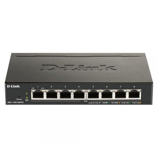 D-LINK SWITCH 8 PORTE GIGABIT POE SMART MANAGED [DGS-1100-08PV2]