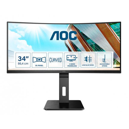 Aoc P2 Series - 34 inch - Curved - UltraWide Quad HD VA LED Monitor - 3440x1440 - HAS [CU34P2A]