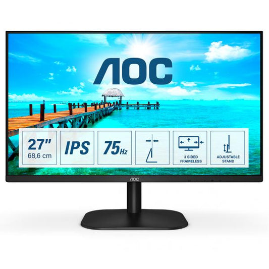 AOC MONITOR 27 LED IPS 16:9 FHD 4MS 250 CDM VGA/HDMI/DVI, MULTIMEDIA [27B2DA]