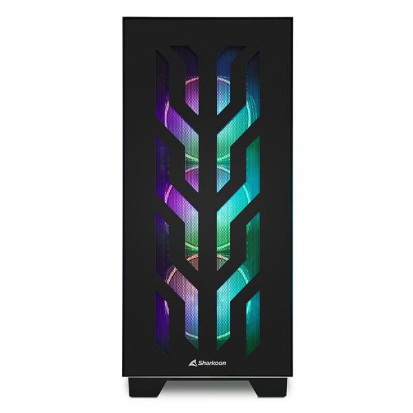 SHARKOON CASE ATX 2XUSB 3.0, 1X TYPE-C, 2XVETRO TEMPERATO, 8 SLOT ESPANSIONE, 4XARGB FAN, ARGB CONTROLLER [SHARK CA300T BLACK]