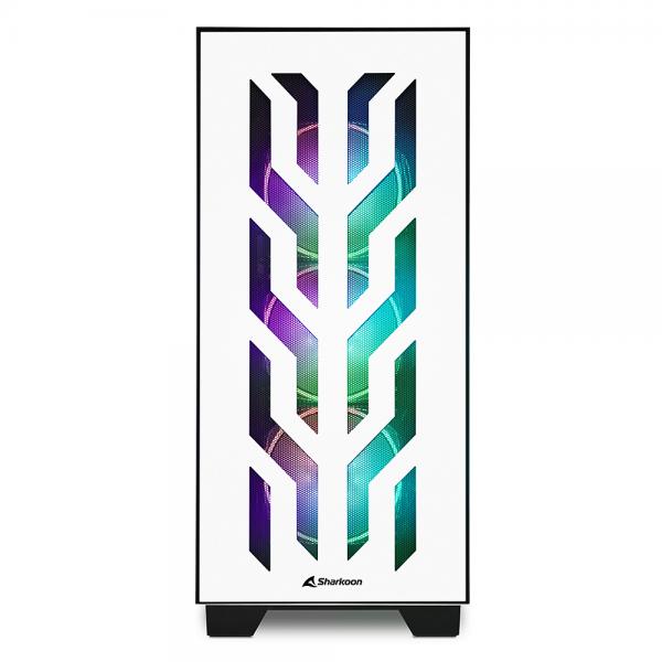 SHARKOON CASE ATX 2XUSB 3.0, 1X TYPE-C, 2X VIDRIO TEMPLADO, 8 RANURAS DE EXPANSIÓN, 4X VENTILADOR ARGB, CONTROLADOR ARGB [SHARK CA300T BLANCO] 