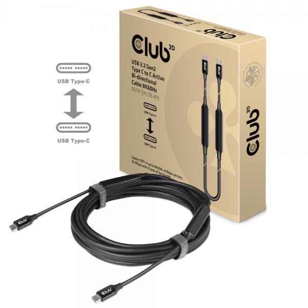 CLUB3D CAVO USB TYPE C 3.2 GEN 2 M-M 5M/15FT SUPPORTS UP TO 10Gbps/8K 60Hz/60Watt [CAC-1535]