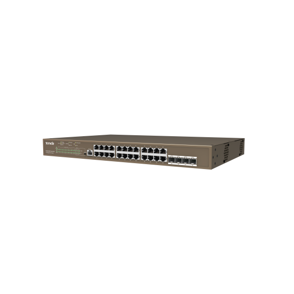 TENDA SWITCH L3 MANAGED POE SWITCH 24 PORTE 10/100/1000 BASE-T ETHERNET - 4 PORTE 1000 BASE-X SFP -1 [TEG5328P-24-410W]