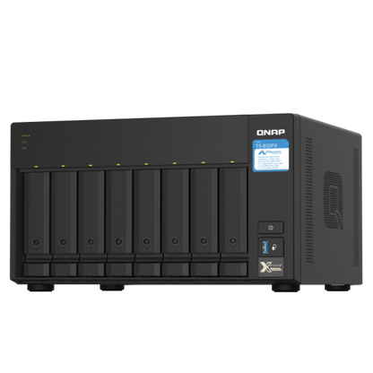 QNAP NAS TS-832PX-4G, 8 Bay NAS, AL324 64-bit quad-core 1.7GHz, 4GB DDR4 SODIMM RAM, 8 x 3.5"/ 2.5" drive slots, 2 x 10GbE SFP+ LAN, 2 x 2.5GbE LAN, 3 x USB 3.2 Gen1, 1 x PCIe 2.0 x2 slot TS [TS-832PX-4G]