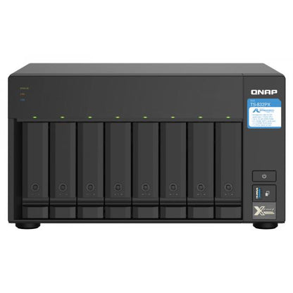 QNAP NAS TS-832PX-4G, 8 Bay NAS, AL324 64-bit quad-core 1.7GHz, 4GB DDR4 SODIMM RAM, 8 x 3.5"/ 2.5" drive slots, 2 x 10GbE SFP+ LAN, 2 x 2.5GbE LAN, 3 x USB 3.2 Gen1, 1 x PCIe 2.0 x2 slot TS [TS-832PX-4G]