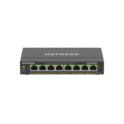 NETGEAR 8-Port Gigabit Ethernet PoE+ Plus Switch (GS308EP) Gestito L2/L3 Gigabit Ethernet (10/100/1000) Supporto Power over Ethernet (PoE) Nero [GS308EP-100PES]