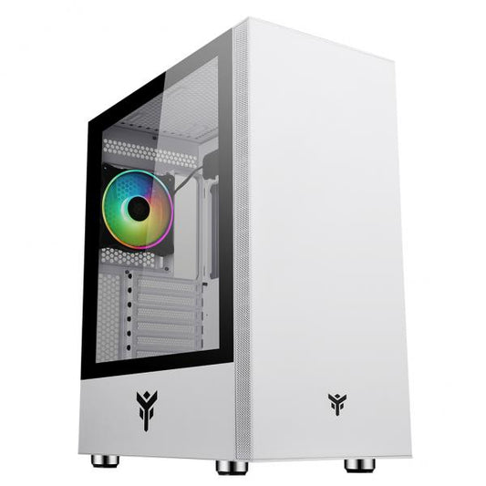 ITEK CASE VERTIBRA S210W - GAMING MIDDLE TOWER, 12CM ARGB FAN, 2XUSB3, SIDE PANEL TEMP GLASS, WHITE [ITGCAVS210W]