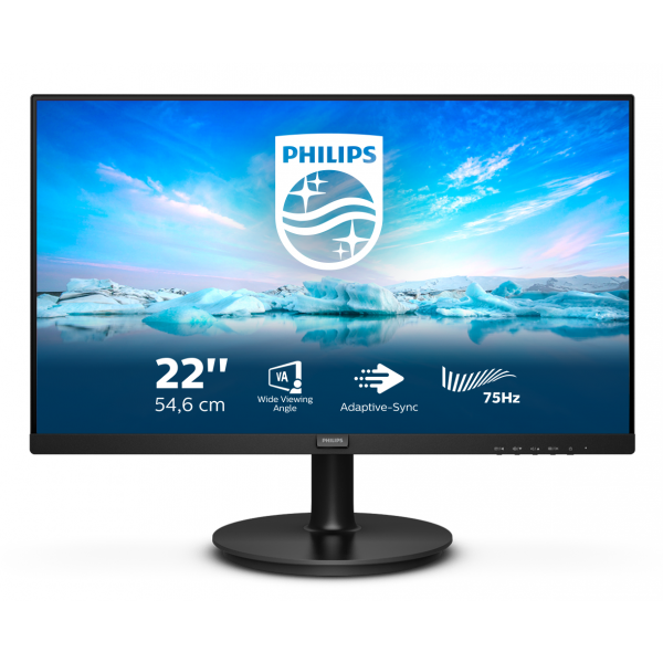 PHILIPS MONITOR 21.5 LED VA 16:9 FHD 4MS 250 CDM, VGA/DP/HDMI, MULTIMEDIA [222V8LA]