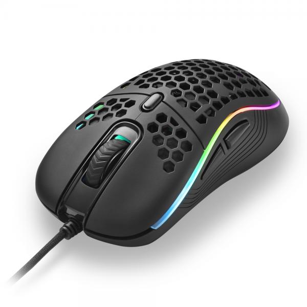 SHARKOON MOUSE GAMING LIGHT2-S, 6200 DPI, RGB, 6 TASTI CONFIGURABILI, USB, 1.8MT [LIGHT2-S]