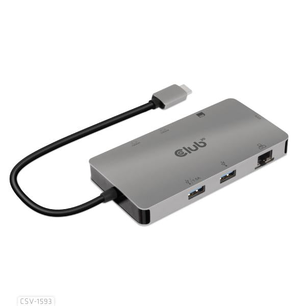 CLUB3D USB 3.2 GEN1 TYPE-C 8-IN-1 HUB WITH 2X HDMI, 2X USB-A, RJ45, SD/MICRO SD CARD SLOTS AND USB [CSV-1593]