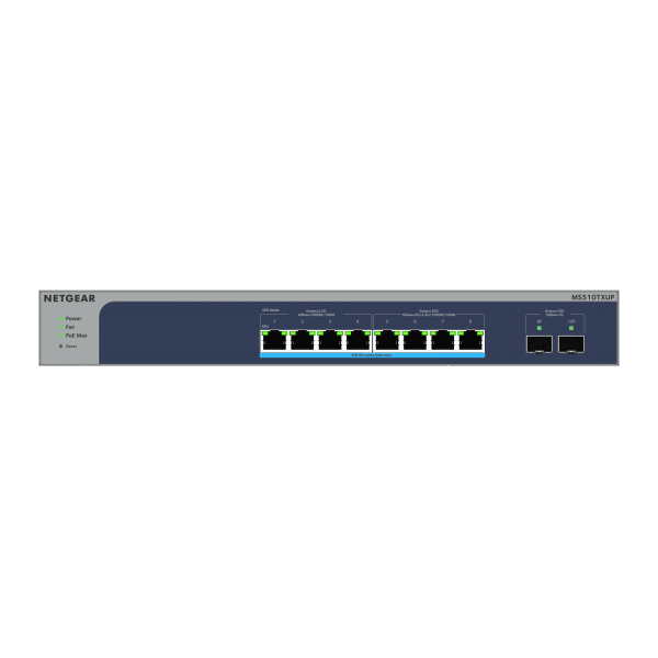 NETGEAR 8-Port Multi-Gigabit/10G Ethernet Ultra60 PoE++ Smart Switch with 2 SFP+ Ports (MS510TXUP) Gestito L2+ 10G Ethernet (100/1000/10000) Supporto Power over Ethernet (PoE) Grigio [MS510TXUP-100EUS]