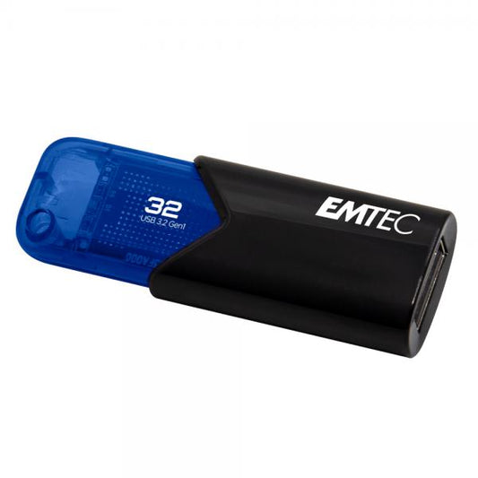 Emtec B110 Click Easy 3.2 USB Flash Drive 32 GB USB Type A 3.2 Gen 2 (3.1 Gen 2) Black, Blue [ECMMD32GB113] 