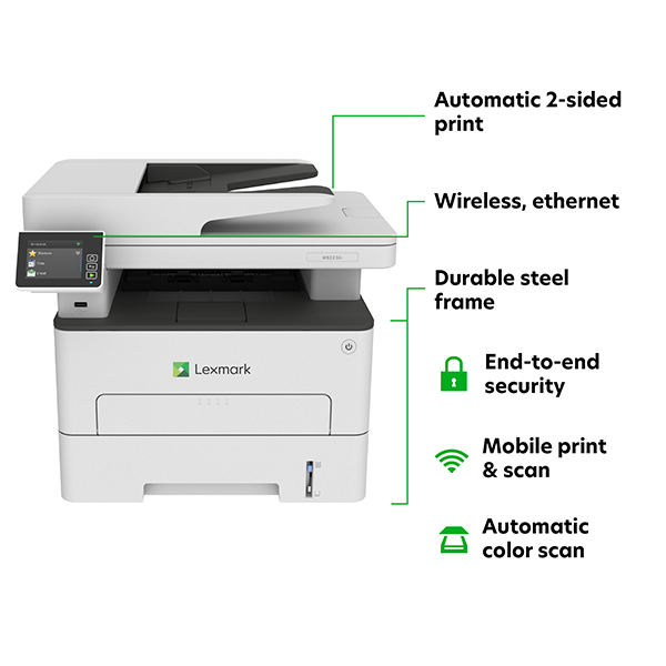 LEXMARK MULTIF. LASER MB2236i B/N 34PPM FRONTAL/TRASERO AIRPRINT USB/LAN/WIFI - 3EN1 [18M0753] 