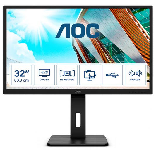 AOC P2 Q32P2 PC Monitor 80 cm (31.5") 2560 x 1440 Pixels 2K Ultra HD LED Black [Q32P2]