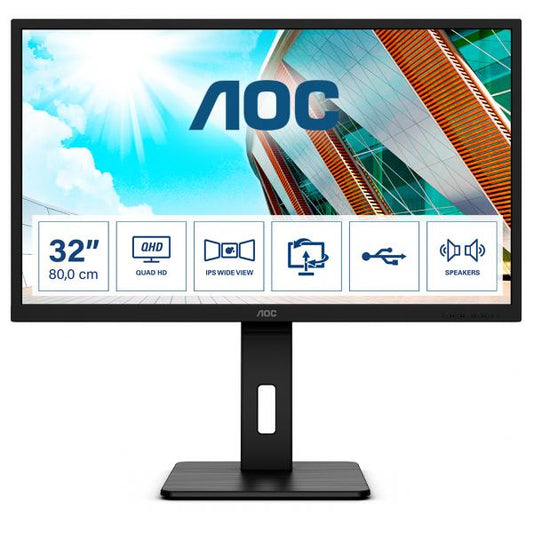 AOC MONITOR 31,5 LED IPS 16:9 2K QHD 250 CDM, USB-C, DP/HDMI, PIVOT, MULTIMEDIALE [Q32P2]