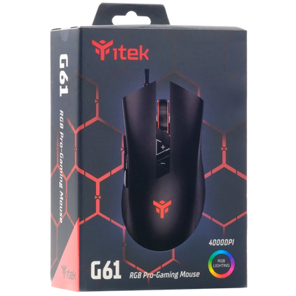 ITEK MOUSE GAMING, 4000DPI, RGB, SOFTWARE, SENSORE A3050 [ITMGG61]