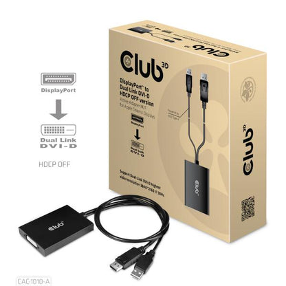 CLUB3D DISPLAYPORT TO DUAL LINK DVI-D HDCP OFF version Active Adapter M/F for APPLE CINEMA DISPLAYS [CAC-1010-A] 