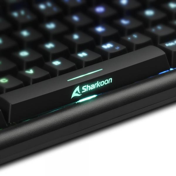 TECLADO MECÁNICO GAMING SHARKOON SKILLER MECH SGK30, INTERRUPTOR AZUL, DISEÑO ITA, RGB PERSONALIZABLE [SKILLER MECH SGK30 B] 