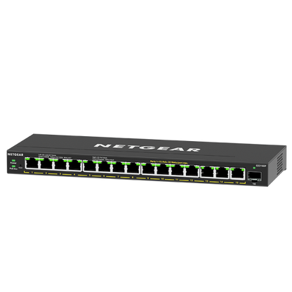 NETGEAR GS316EP-100PES switch de red Gestionado Gigabit Ethernet (10/100/1000) Soporte Alimentación a través de Ethernet (PoE) Negro [GS316EP-100PES] 