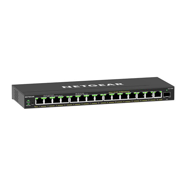 NETGEAR GS316EP-100PES switch de red Gestionado Gigabit Ethernet (10/100/1000) Soporte Alimentación a través de Ethernet (PoE) Negro [GS316EP-100PES] 