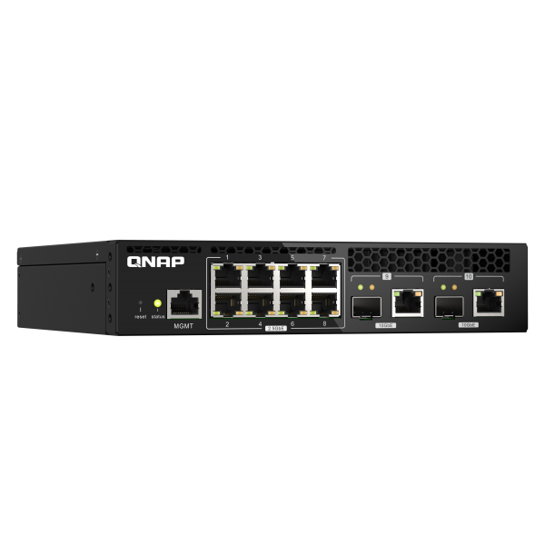 QNAP SWITCH - QSW-M2108R-2C, 8 port 2.5Gbps, 2 port 10Gbps SFP+/ NBASE-T Combo, web managed switch, rackmount design, new rack mount kit QSW-M2108R-2C [QSW-M2108R-2C]