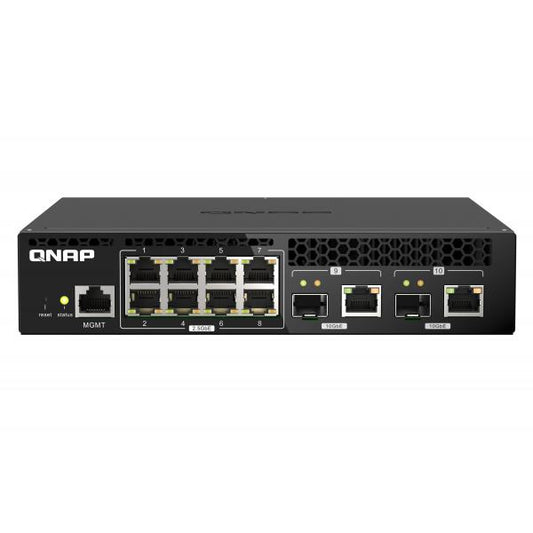 QNAP SWITCH - QSW-M2108R-2C, 8 port 2.5Gbps, 2 port 10Gbps SFP+/ NBASE-T Combo, web managed switch, rackmount design, new rack mount kit QSW-M2108R-2C [QSW-M2108R-2C]