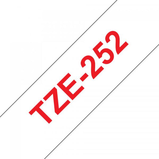 Brother TZE-252 nastro per etichettatrice Rosso su bianco [TZE252]