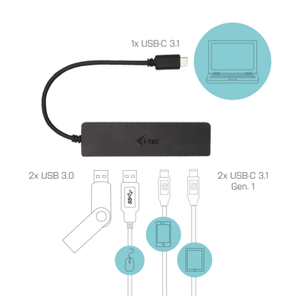 i-tec Metal USB-C HUB 2x USB 3.0 + 2x USB-C [C31HUBMETAL2A2C]