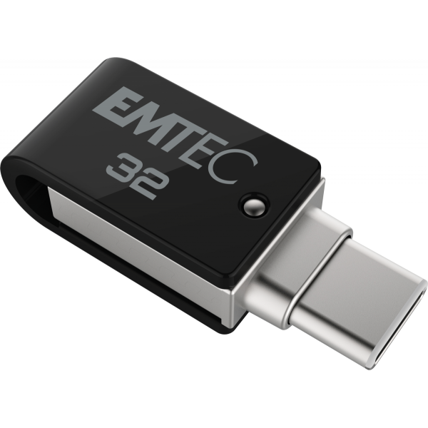 Emtec T260C unità flash USB 32 GB USB Type-A / USB Type-C 3.2 Gen 1 (3.1 Gen 1) Nero, Acciaio inossidabile [ECMMD32GT263C]