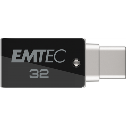 Emtec T260C unità flash USB 32 GB USB Type-A / USB Type-C 3.2 Gen 1 (3.1 Gen 1) Nero, Acciaio inossidabile [ECMMD32GT263C]