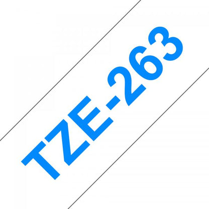 Brother TZE-263 Cinta de Etiquetas Azul sobre Blanco [TZE263]