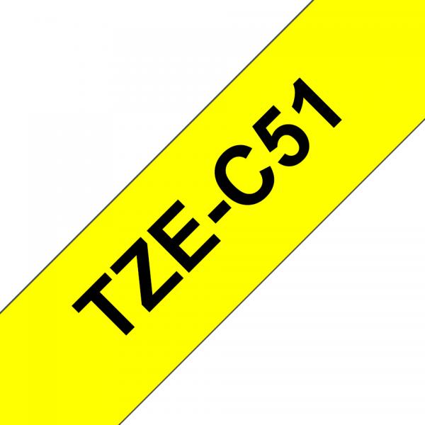 Cinta de Etiquetas Brother TZE-C51 Negra sobre Amarillo Fluorescente [TZEC51]